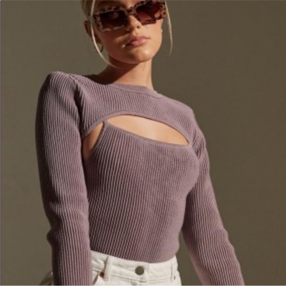 NWT Re_Styld Women's Purple Ribbed Long Sleeves Crew Neck Crop Sweater Top - Picture 1 of 10